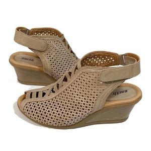 Earth Tan Suede Perforated Wedge Sandal 9B